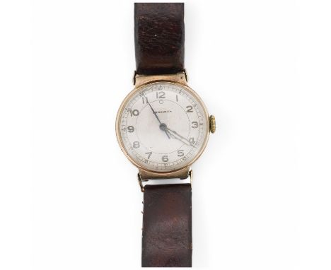 A gentleman's late 1940's 9ct gold Longines manual wind wrist watch, with Arabic dial, movement c.12.68N, case diameter 32mm,