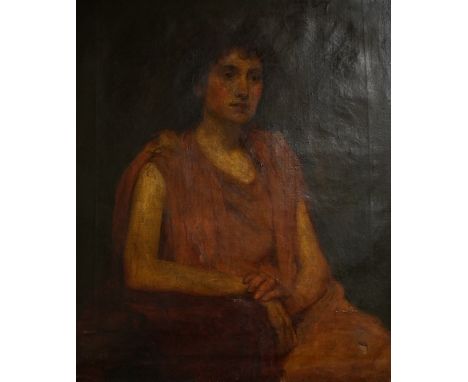 Continental School, oil on canvas, Portrait of a seated lady, indistinctly inscribed verso, 74 x 62cm. Condition - poor