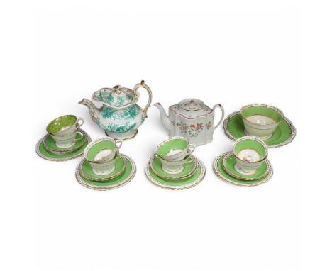 A New Chelsea Staffordshire and T. Goode &amp; Co. part tea service, comprising eight place settings, together with two teapo
