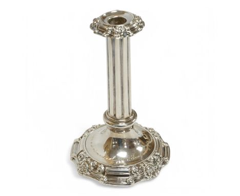 A Victorian silver cluster column dwarf candlestick by Henry Wilkinson &amp; Co Ltd, Sheffield, 1847, 12cm, weighted, with la