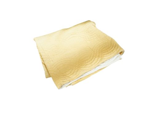 A late 19th century early 20th century reversible quilt, one side being yellow the other cream. 240cm x 212cm. Condition- the