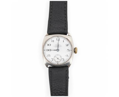 A gentleman's early 1930's silver Omega manual wind wrist watch, retailed by Cartwright Brothers, Newcastle, with Arabic dial