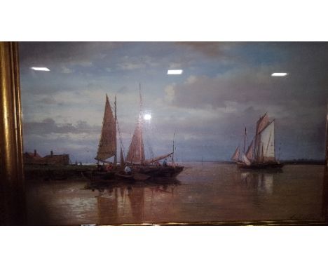 A Colour Print of an Estuary Scene.