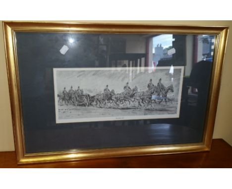 A Large Framed Print Entitled' Galloping Out'