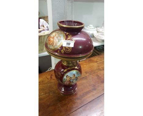 A Very Good Converted Oil Lamp in the Sevres Style.