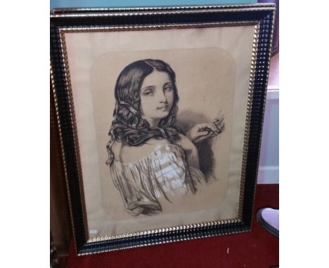 Julia Kelly, A Charcoal Portrait of Raphael, in a black and gilt frame 59 x 45cm, together with another by the same hand 'Por