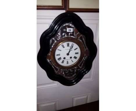 A Wonderful 19th Century Continental Wall Clock by Balloux of St. Florentine in Ebonised Case with Mother of Pearl Inlay.