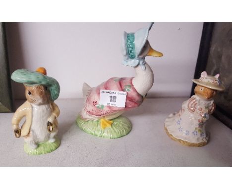 Two Beswick Pottery Figures Benjamin Bunny BP-9a and Jemima Puddleduck BP-9b; with A Royal Doulton Brambly Hedge Figure Poppy