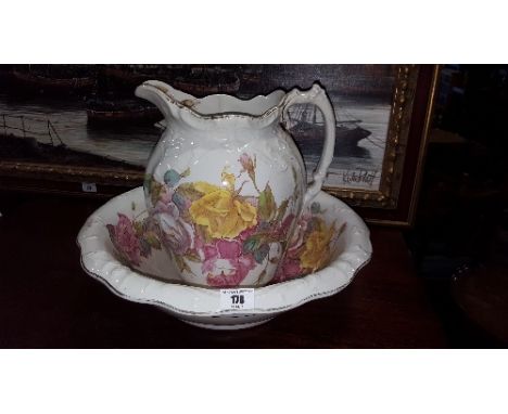 A 19th Century Wash Jug and Basin.