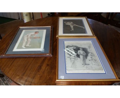 A Signed Over Etched Print of Lord Harris, along with two other spy prints.