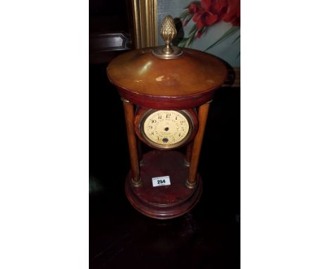 A German Mahogany Portico Mantel Clock, 20th Century.