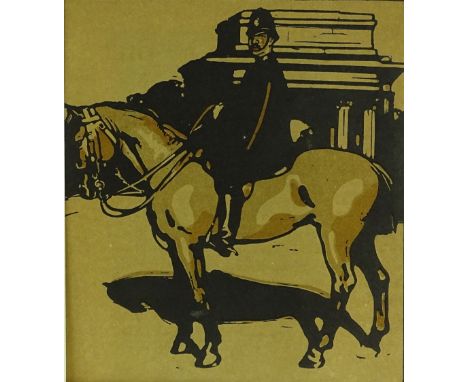 William Nicholson, wood-cut print, Policeman, published Heinemann 1898, sheet size 13" x 11", mounted.