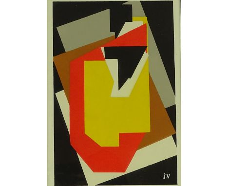 Jaques Villon, pochoir print, art d'aujour d'hui, 1952, image size 11.5" x 7.5", framed.