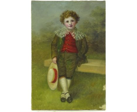 B Leslie Rogers, oil on canvas circa 1900, portrait of a boy, indistinctly signed, 24" x 16.5", unframed.