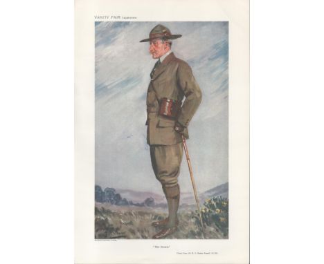 Vanity Fair 15x10 vintage Print titled Boy Scouts, Lieut. Gen Sir R.S Baden-Powell KCB. Good condition. All autographs come w