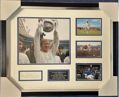 Leeds Utd Legend Jack Charlton Signed Signature piece on a Presentation Frame Measuring 22x18 Overall. In the Frame Contains 