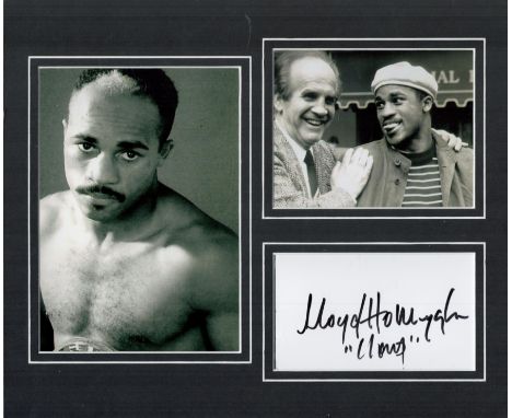 Boxing Lloyd Honeyghan 12x10 mounted signature piece includes signed album page and two black and white photos. Lloyd Honeygh
