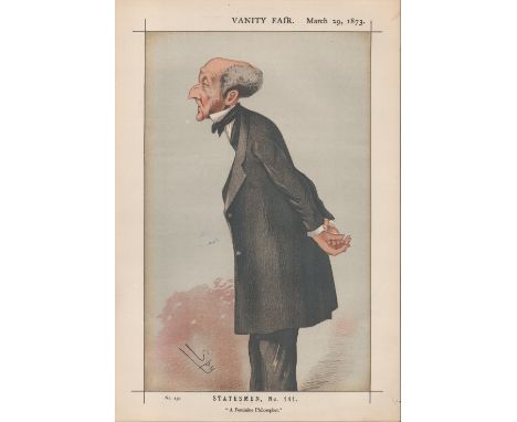 Vanity Fair 14x10 vintage Print titled Statesmen, No. 141, A Feminine Philosopher. Dated March 19th 1873, Good condition. All
