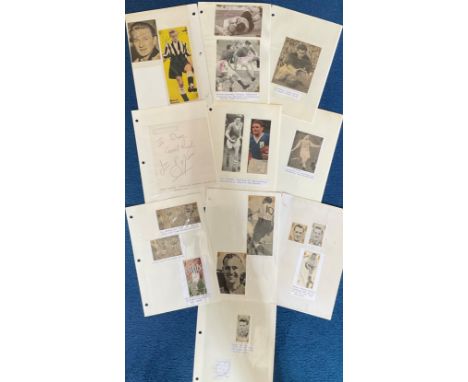 Vintage Football Collection of 10 items with Various and Multiple signatures. Signatures from Jackie Sewell, Albert Quixall, 