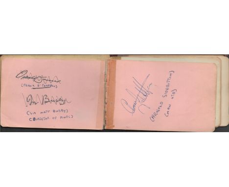 Sport Autograph book containing Football signatures.  Includes Eric Barnes, Peter Leigh, Cyril Washbrook, Arnold Sidebottom, 