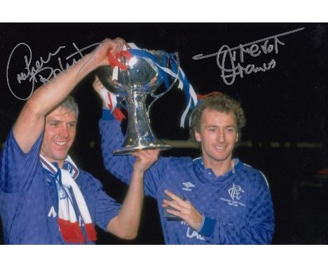 Autographed Rangers 12 X 8 Photo - Col, Depicting Graham Roberts And Trevor Francis Holding Aloft The League Cup During Celeb