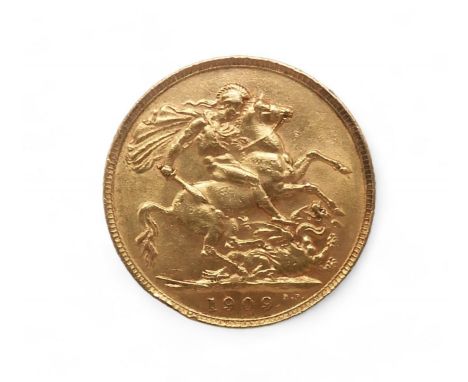 EDWARD VII&nbsp;(1901-1910) 1 SOVEREIGN 1909&nbsp; Obverse Portrait of King Edward VII facing right legend around EDWARDVS VI