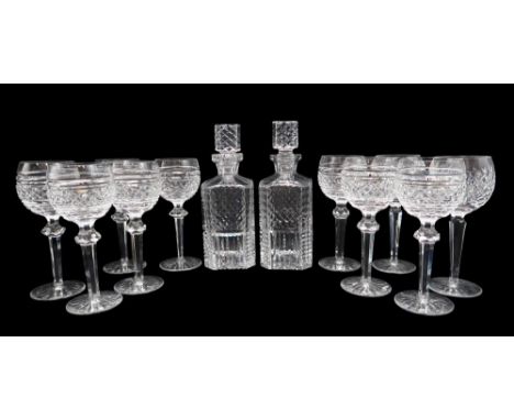 A COLLECTION OF WATERFORD CRYSTAL DRINKING GLASSES including eight Castletown hock glasses, two Avoca hock glasses, a Colleen