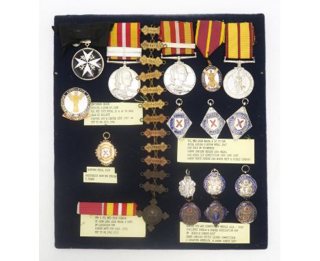 St. ANDREWS FIRST AID - A COLLECTION OF MEDALS Housed together in a glazed display case measuring approx. 28cm x 25cm; includ