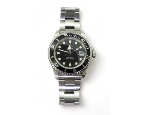 A TUDOR PRINCEDATE SUBMARINER circa 1997, with black dial, luminous hands dot and chevron numerals, black chapter ring and da