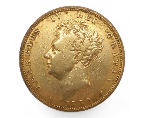 GEORGE IV (1820-1830) 1 SOVEREIGN 1830 Obverse Uncrowned portrait of King George IV left legend around&nbsp;GEORGIUS IV DEI G