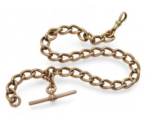 A FOB CHAIN each open curb link stamped '9c' length 35.5cm, weight 30.3gms Condition Report:Hollow construction, a couple of 