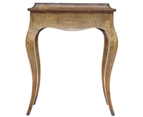 A 19TH CENTURY LOUIS XV STYLE PLANTER TABLE&nbsp; rectangular top with metallic liner flanked by down swept ormolu mounted si