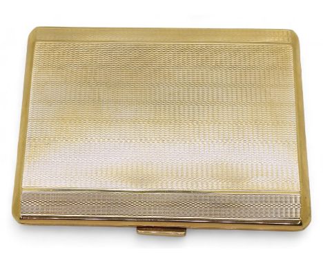 A 9CT GOLD CIGARETTE CASE hallmarked Goldsmiths & Silversmiths Co Ltd, 9ct gold London hallmarks for 1933, with inscription r