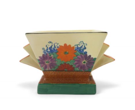 A CLARICE CLIFF BIZARRE GAYDAY PATTERN VASE shape number 515, with mark to base, 12cm high Condition Report:Very light crazin