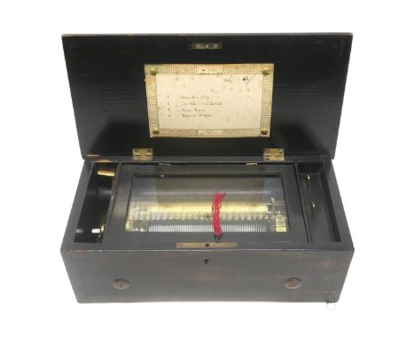 A LATE-19th CENTURY SWISS CYLINDER MUSIC BOX By P.V.F. of St. Croix, playing four Scottish Airs (Bonnie Blue Flag, The Blue B