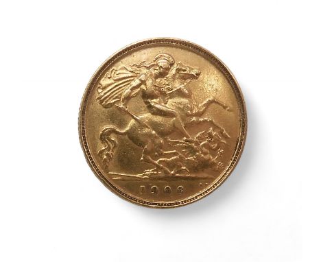 EDWARD VII (1901-1910) 1/2 SOVEREIGN 1906 Obverse Uncrowned portrait of King Edward VII right, legend around&nbsp;EDWARDVS VI