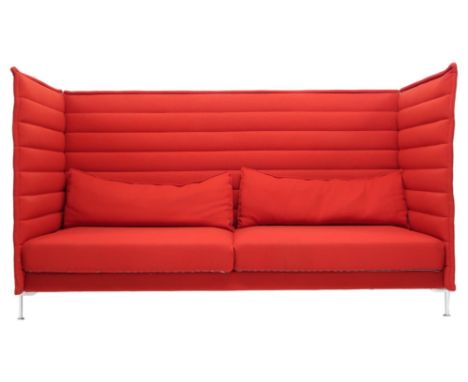 A CONTEMPORARY RONAN AND ERWAN BOUROULLEC FOR VITRA "ALCOVE" HIGHBACK SETTEE&nbsp; with red upholstered high back and seat on