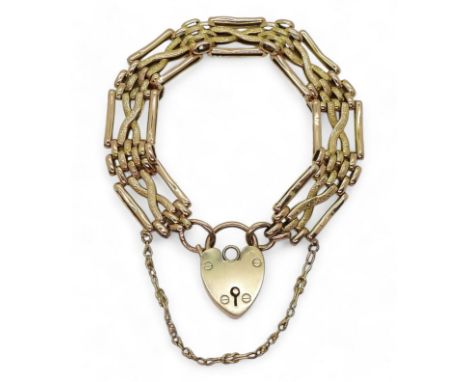 A DECORATIVE GATE BRACELET with textures cross shaped links, 20cm x 1.4cm, weight 15.7gms Condition Report:Available upon req