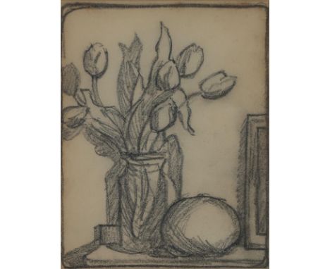 MARGARET MORRIS (SCOTTISH 1891-1980) TULIPS, STILL LIFE Conte, 20 x 16cm (8 x 6.25") Provenance: Cyril Gerber, Glasgow Condit