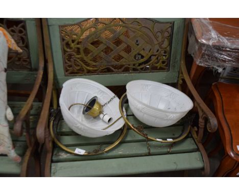 PAIR OF METAL MOUNTED GLASS CEILING LIGHT SHADES