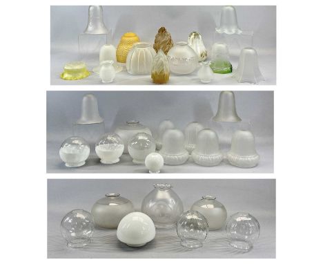 VICTORIAN &amp; LATER CLEAR AND OPAQUE GLASS LIGHT SHADES, COLLECTION OF THIRTY-TWOProvenance: deceased estate Gwynedd