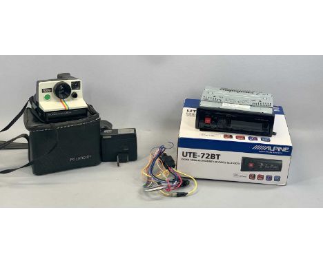 BOXED ALPINE UTE-72BT CAR RADIO &amp; CASED POLAROID 1000 LAND CAMERA WITH ALFON PR-50/A FLASH UNITProvenance: private collec