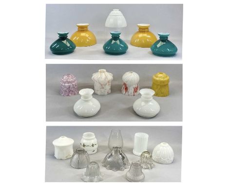 VICTORIAN &amp; LATER CLEAR AND OPAQUE GLASS LIGHT SHADES, COLLECTION OF SIXTEENProvenance: deceased estate Gwynedd