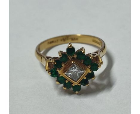 A stunning bespoke 18ct. Yellow Welsh Gold, Diamond and Emerald engagement ring hand-crafted by Welsh Master Jeweller/craftsm