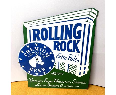 Rolling Rock, USA beer enamel advertising sign