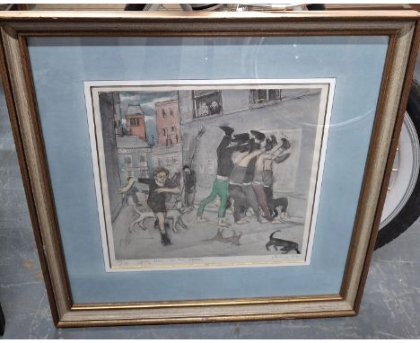Harold RILEY (1934-2023) 1987, limited edition (49/50) pencil signed print "Spotty John on his skates", framed and glazed,The