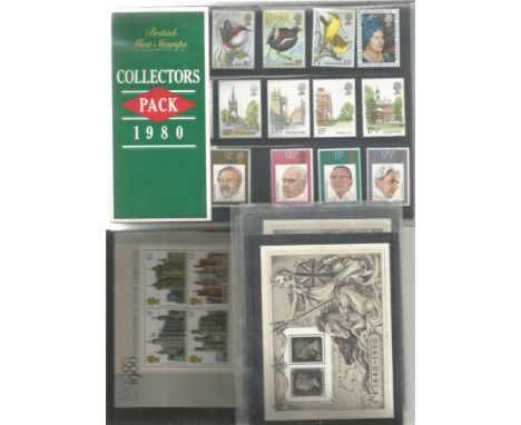 Assorted stamp collection in presentation packs. Includes 1980 collectors pack, London 1980 International stamp exhibition fi