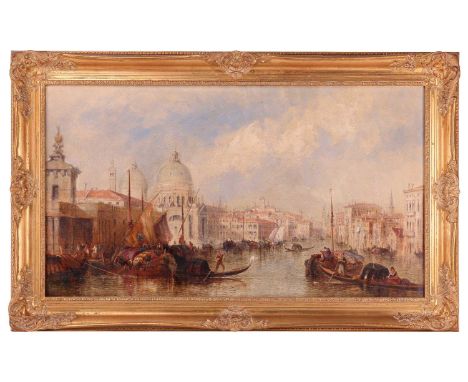 Jane Vivian (fl.1869 - 1877), The Grand Canal and the Basilica di Santa Maria, Venice, signed, oil on canvas, 45 x 80 cm, in 