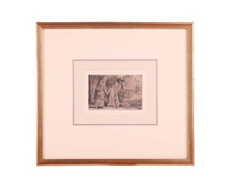 After Rembrandt van Rijn (1606 - 1669), Christ Returning from the Temple with his Parents, etching (trimmed), 9.5 x 14 cm, fr