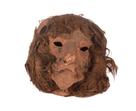 An original papier mache lion mask, used as a stage prop and as seen 'One Man's Week' (1975), from the collection of Vivian S